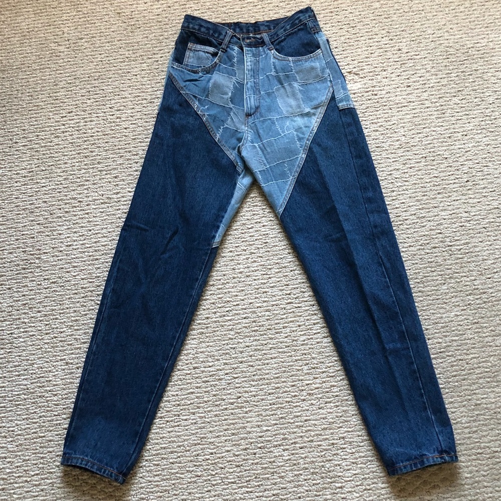 Doubled jeans with mom jean fit - Picture 1 of 6